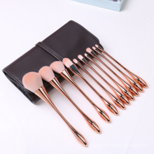 Luxury Portable PU Leather Case 7 PCS  Rose Gold Plating Goblet Handle Makeup Brushes set